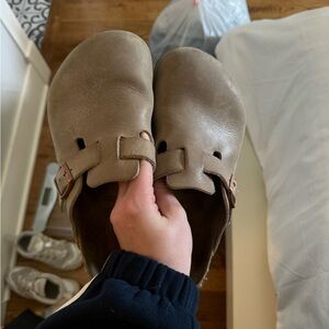 Birkenstock Slip-On Clogs in Taupe